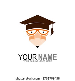 Student with pencil education logo concept, Campus logo design inspiration