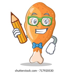 Student with pencil fried chicken character cartoon vector illustration