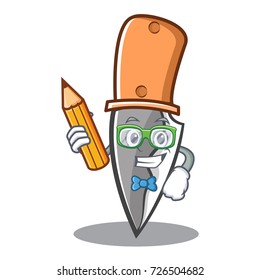 Student with pencil knife character cartoon style