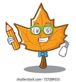Student with pencil maple character cartoon style