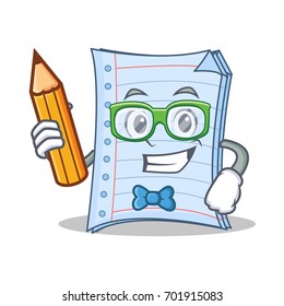 Student with pencil notebook character cartoon style