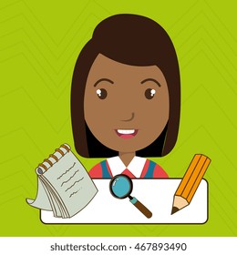 student pencil notepad search vector illustration graphic