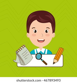 student pencil notepad search vector illustration graphic