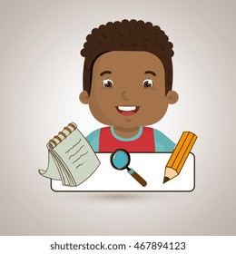 student pencil notepad search vector illustration graphic