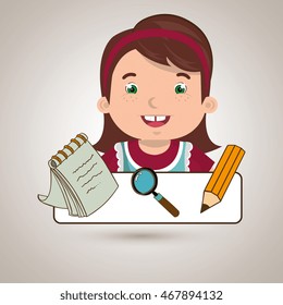 student pencil notepad search vector illustration graphic