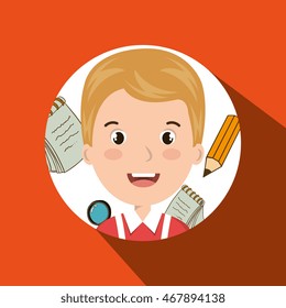 student pencil notepad search vector illustration graphic