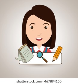 student pencil notepad search vector illustration graphic