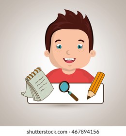 student pencil notepad search vector illustration graphic