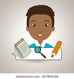 student pencil notepad search vector illustration graphic