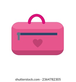 Student pencil pouch icon, pink pencil case, flat vector illustration