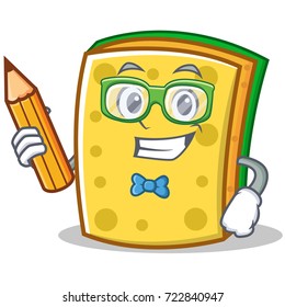 Student with pencil sponge cartoon character funny