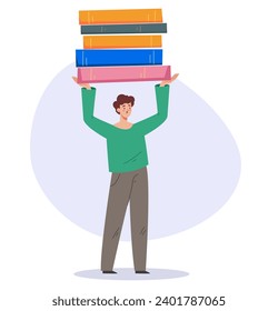 Student people carry books education library concept. Vector flat graphic design illustration