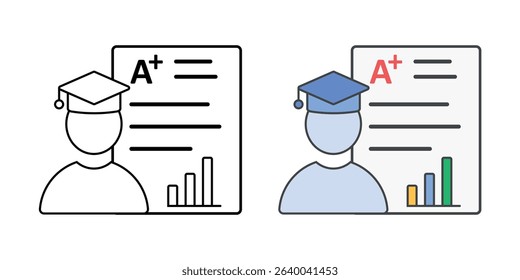 Student and performance dashboard icon showing personalized learning analytics and academic progress tracking with intelligent education tools.