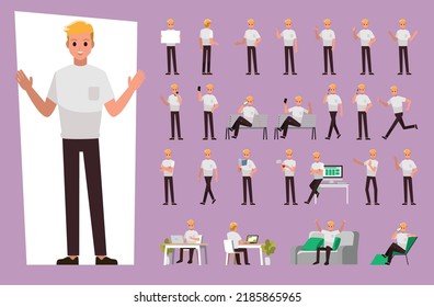 Student person man character set  ,Vector illustration 