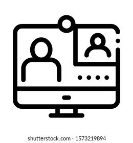 Student Personal Computer Icon Vector. Outline Student Personal Computer Sign. Isolated Contour Symbol Illustration