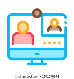 Student Personal Computer Icon Vector. Outline Student Personal Computer Sign. Isolated Contour Symbol Illustration