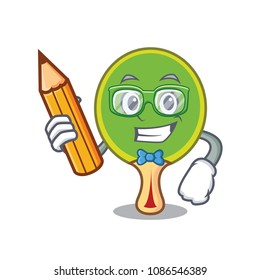 Student ping pong racket character cartoon