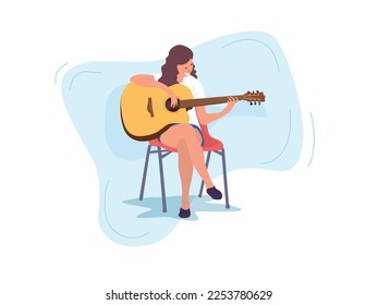 Student Playing Guitar in illustration graphic vector