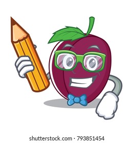 Student plum character cartoon style