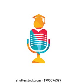 Student podcast vector logo icon symbol design. Education podcast logo concept.	
