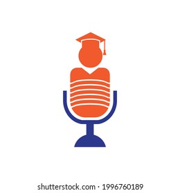 Student podcast vector logo icon symbol design. Education podcast logo concept.	
