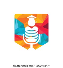 Student podcast vector logo icon symbol design. Education podcast logo concept.	
