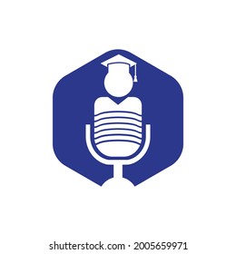 Student podcast vector logo icon symbol design. Education podcast logo concept.	
