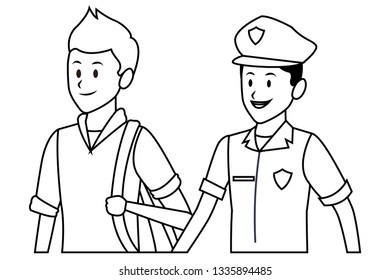 student and policeman