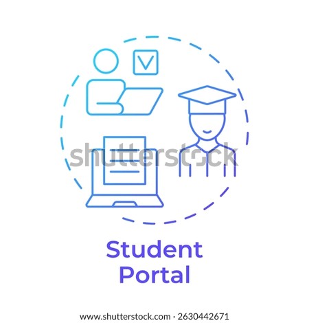 Student portal blue gradient concept icon. Academic tools, learning materials. Educational access. Round shape line illustration. Abstract idea. Graphic design. Easy to use in article, infographic