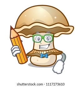 Student portobello mushroom character cartoon