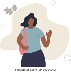 student portrait.education concept.young woman with backpack.