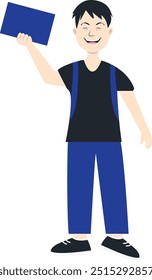 Personagem de postura de estudante isolado no fundo branco. Ilustração vetorial em estilo de desenho animado.