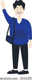 Personagem de postura de estudante isolado no fundo branco. Ilustração vetorial em estilo de desenho animado.