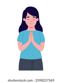 Student praying peacefully and focused