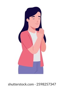 Student praying with thoughtful expression