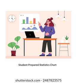 Student Prepared Statistics Chart concept flat style stock illustration with background. EPS 10 File