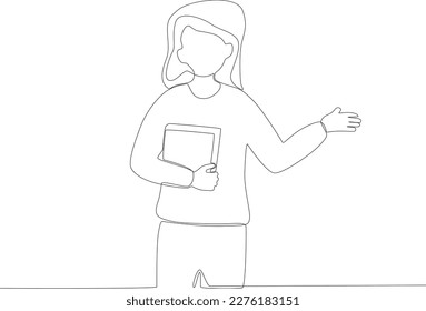 A student presented last week's assignment. Teacher's day one line drawing