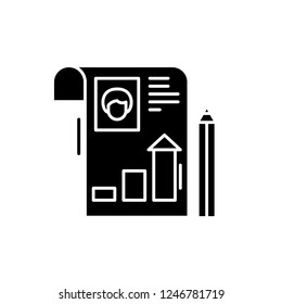 Student profile black icon, vector sign on isolated background. Student profile concept symbol, illustration 