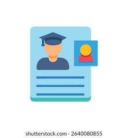 Student profile document illustration in pastel colors, graduation theme