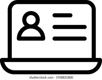 student profile laptop vector thin line icon