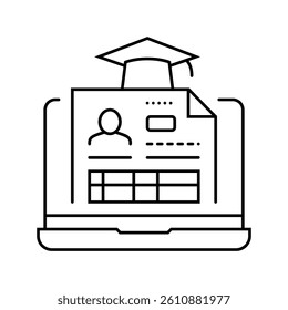student profile online learning platform line icon vector. student profile online learning platform sign. isolated contour symbol black illustration