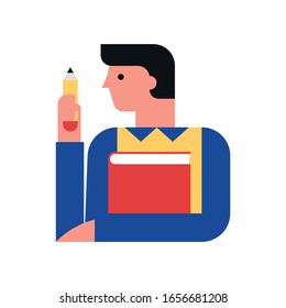 Student, pupil, teacher vector flat illustration