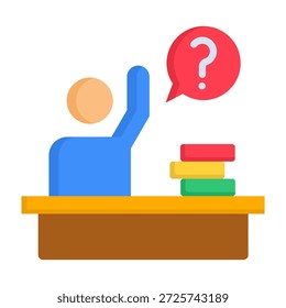 Icono de pregunta de estudiante Ilustración vectorial de estilo plano