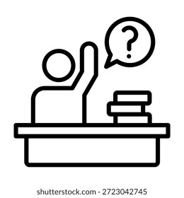 Icono de pregunta de estudiante Línea Estilo Ilustración vectorial