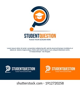 Student question vector logo template. This design use hat ymbol. Suitable for education.