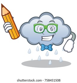 Student rain cloud character cartoon