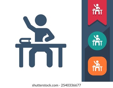 Student, Raising Hand, Classroom Icon. Professional, pixel perfect icon. EPS 10 format.