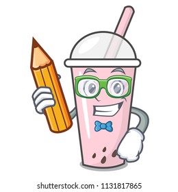 Student raspberry bubble tea character cartoon