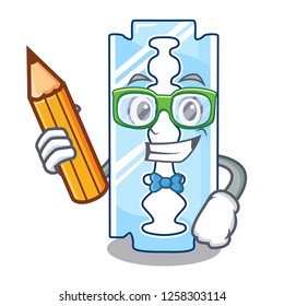 Student razor blade a on shape cartoon