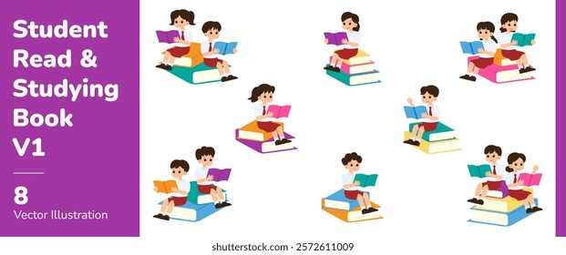 Student Read and Studying Book 1